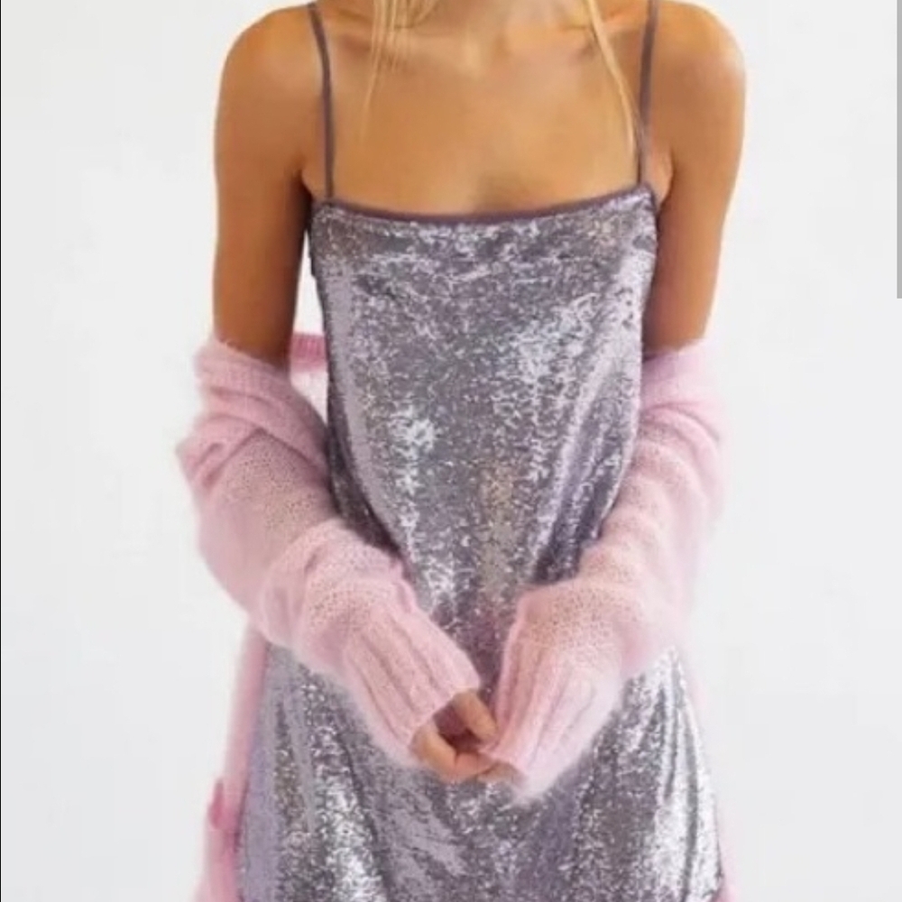 Purple Sequin Slip Dress